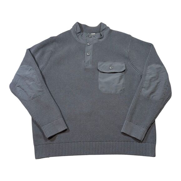 Duluth Trading Co Mens Brigadier Button Mock Sweater Gray/Blue MSRP $99.95 XXL - Picture 1 of 6